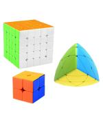 CrackaDeal Plastic Cube Combo Set of 2X2, 5X5, Mastermorphix High Speed Stickerless Magic Cube Puzzle, Multicolor (Pack of 2)