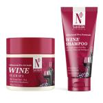 NutriGlow NATURALS Advanced Pro Formula Wine Hair Shampoo (150ml) and Wine Hair Spa (100gm) For Shiny and Bouncy Hair (Pack of 2)