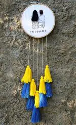 Vah Multicolor Wooden Friends Embroidery Hoop Art Work Gift With Wool Tassels On Special Events