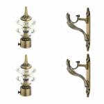 GLOXY ENTERPRISE Double Diamond Aluminium curtain brackets for curtain Designer Parda Holder with Support 1 Inch Curtains Rod Pocket Finials and Support Fittings for Door & Window(Antique , Pair of 1)