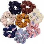 Yellow Pumpkin women fancy chiffon scrunchies Rubber Band (Multicolor)