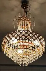 SHRI MAHAL ANTIQUES Round 20wt Fancy Super Fine Living Room Bed Room LED Crystal Chandelier Incandescent Light