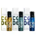 Wild Stone CODE Gold, Titanium and Steel Body Perfume for Men, Pack of 3 (150ml each)|No Gas Deodorant|Long Lasting Body Spray