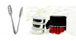 First Front Stainless Steel Momo Tong with 3 Pcs Round Lunch Box and Multicolour, Pack of 2