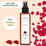 Mystiq Living - Pure & Natural Rose Water - Gulab Jal - Hydrosol | Organic & Steam Distilled | For Face, Hair & Skin | Pure Rose Water Mist for Hydrated, Glowing Skin | Rose Water Spray For Face | Dust Removal | Fresh & Glowing Skin 200 ML