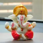 CRAFTAM Polyresin Ganesh Idol for Car Dashboard Ganpati Murti Figurine with Double Side Tape