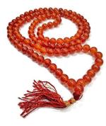 Kesar Zems Red Stone Selenite Stone Prayer Mala 8 MM 108+1 Beads