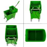 TARGET HYGIENE Single Down Press Bucket Wringer Trolley Mini Mop Bucket Wringer Trolley Free with Wet Mop Clip & Wet Mop Refoll (350 GM) - 20 Liter - GREEN