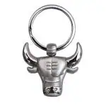 Caristo Angry Bull Face (KC-10) Silver Metal Keychain for Car Bike Men Women Kids Keyring