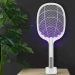 KEEKOS White Plastic 2 In 1 USB Rechargeable Electric Mosquito Killer Lamp And Racket mosquito killer lamp|mosquito bat