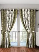Printed Curtain Polyester Long Door Pack of 1 -Gold