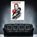 Surmul Multicolor Vinyl, Sunboard Medium Chloride Elon Musk Motivational Poster Self Adhesive Sticker