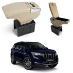 Oshotto PU Leather AR-01 Car Armrest Console Box Compatible with Mahindra XUV 700 - Beige