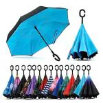 K D ENTERPRISE Multicolor Inverted Windproof Upside Down Umbrellas With C-Shaped Handle