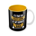 Jiya EnterpriseTuelip Yellow Ceramic It'S Time For Happy Hour At My Favorite Bar' Printed Mug For Tea And Coffee Mug 350Ml - 350 ML