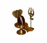 NAVYAKSH Narmadeshwar Shiva Ling with Trishul Decorative Showpiece - 10 cm (Brass, Gold, Brown)