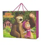 PPJ -MASHA AND THE BEAR HAPPY BIRTHDAY PARTY (30 Pcs.) PAPER CARRY BAG, 16 Inch X 12 Inch X 4 Inch RETURN GIFT/HAPPY BIRTHDAY/RETURN GIFTS/GIFTS/GIFT BAGS/GIFT COVERS (LARGE) (Pack of 30)