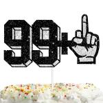 Festiko Happy 100th Birthday Cake Topper For Men Women 99, 1 Middle Finger Cake Decor Cheer To 100 Years Old Theme Party Decoration Supplies Cool Black Glitter