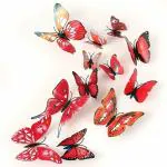 Indian Royals Red Butterfly 3D Magnet Butterefly Self Adhesive Home Décor Wall Sticker (Set of 12 pcs)