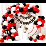 SV Traders Red Black Balloon Arch Garland Decoration Combo Set Of 126 Pcs-Black Bunting Banner(12)+Red Confetti Balloons(10)+Metallic Balloons Black(35)+Red(35)+White(30)+Balloon Gluedots100+Balloon Garland Arch+Balloon Curling Ribbon(2)