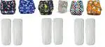 naughty bottoms Washable, Reuseable Cloth Diaper- Set of 6 Diapers, With 4 Free Dry Feel Absorbent Soaker Pads