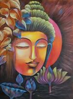 Hanish Arts & Crafts Handmade Buddha Canvas Painting 18 x 24 inch
