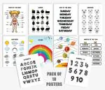Traceease Laminated Preschool Learning Chart Materials ABC Alphabet- Numbers- Shapes-Emotions- Days of The Week