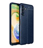 Golden Sand Cover Leather Texture Series Shockproof Armor TPU Back Cover Case for Samsung Galaxy A04s Mobile Phone, Blue