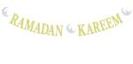 Festiko Ramadan Kareem Banner, Happy Eid Decorations, Hajj Mubarak, Eid Mubarak Decorations Sliver And Gold Glitter