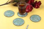 Vatsin Premium Resin Round Coasters Tea, Coffee Coasters for Home & Dining Table, Office, Table Accessories, for Gifting (Set of 4, Aqua Green)
