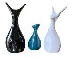 WEME HOMES - Home Decor Lucky Deer Family Matte Finish Ceramic Figures (Matte Black, Red & White - Set of 3)