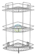 Cosmos Stainless Steel Triangle Multipurpose Corner Stand / Rack , Kitchen Rack , Spice Rack , Storage Rack for Kitchen , Size - 3 Tier (9x9x18.5 inches), Silver, Small - 3 Step