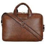 Storite PU Leather 14 inch Laptop Bag for Men & Women - (37x 27x7 cm,Light Brown)