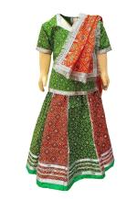 Kaku Fancy Dresses Navratri Garba Dance Costume for Girls/Radha Lehenga Choli Dupatta Costume Set - Red & Green, For Girls
