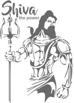 Lanstick Vinyl Black Lord Shiva With Trishul Image Self Adhesive Wall Sticker 24 inch