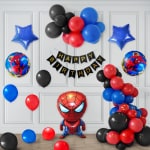 SpecialYou.in Spiderman Theme Birthday Decoration Items with red, black & blue balloons- 53 Items