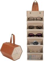 ABRAR PRINTS Gottiz Sunglasses Organizer Box,Travel Glasses Case Multiple Pairs Eyeglasses Storage Box,Hanging Eyewear Holder For Women/Men