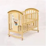 BabyTeddy 9 in 1 Patented Mutifunctional Baby Crib, Baby Wooden Cot, Bed, Rocker/Swing, Convertible Desk & Kid's Sofa with Mattress and Mosquito Net (Natural)