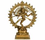 Idol Collections Gold Brass Nataraja Shiva Idol Sculpture Handmade Antique Dancing Nataraj Statue, Multicolor Metal Europiun Zingo Leafs Decor Decorative Wall Hanging With Led Lights Showpiece Home Livining Room Bedroom Gift Item, 30 Inch