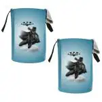 Batman Folding Laundry Basket for Clothes with Handle, Toys Organiser, 45 Litre, (Pack of 2),Blue