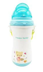 Te Quiti Blue BPA Free Non-Toxic Cute Design Water Bottle With Sipper For Kids Girls and Boys 350ml