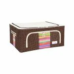 BlushBees Living Box - 600D Oxford Fabric Storage Boxes for Clothes, Saree Cover Bags - 44 Litre, Pack of 1, Polka Dot Brown