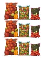 TruVeli Multicolor Nylon Reusable Vegetable Fridge Storage Bags With Zipper (Pack Of 3)