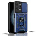 ZORZO Redmi 12 4G Sliding Camera Window Shock Proof Thunder Case, Dual Layer Hybrid Armor D-10 Back Cover Case with Kickstand for Redmi 12 4G- Blue