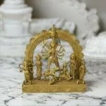 ZineArt Authentic Handcrafted Dokra Durga Idol | Mahishashur Mardini | Antique Metal Craft (W: 11 H: 12 Inches).