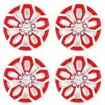 PRIGAN White Red 13 Inch Wheel Cover/Wheel Cap, Universal Model (for All 13 INCH Cars) (Set of 4 Pcs) Model- Vision WR 13