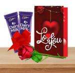 Midiron Beautiful Gift for Girlfriend/Wife/Husband/Boyfriend | Valentine's Day Gift |Love Combo Gift for Valentine's Day, Birthday, Anniversary| Chocolates with Artificial Rose & Love Card