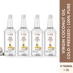 COCO CRUSH Virgin Coconut Oil| Cold Pressed, 100% Pure Natural| Hair, Body, Baby Massage (4*500 ml) | 2000ml