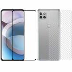 Kite Digital Motorola One 5g Ace Back Screen Protective Film Carbon Fiber Skin Transparent Sticker + [Black] Tempered Glass Screen Protector with Edge to Edge Coverage