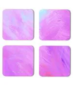 Whats Your Kick Pink Color Brush Painting Printed Set of 4 Coaster With Metal Stand